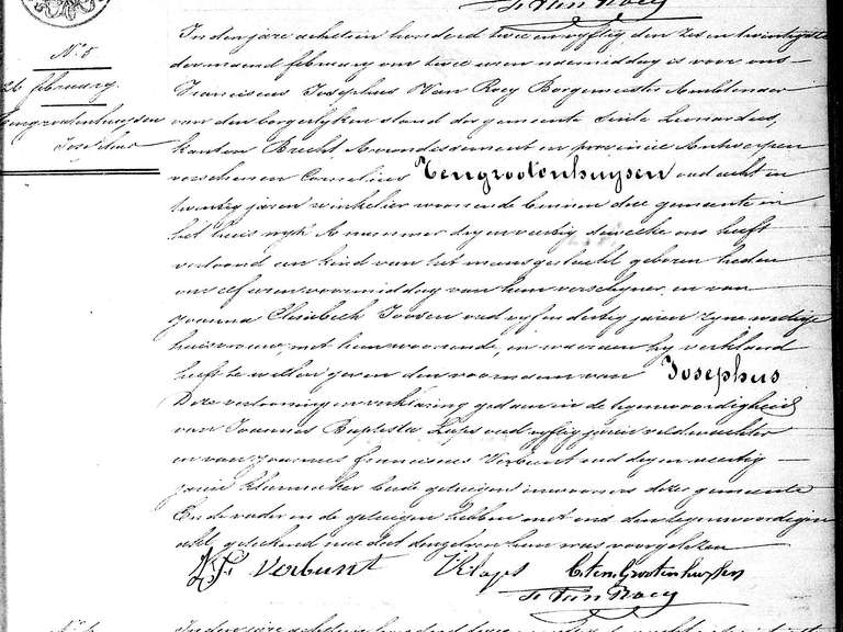 Geboorteacte Jozef Tengrootenhuysen Sint-Lenaarts, 26/2/1852